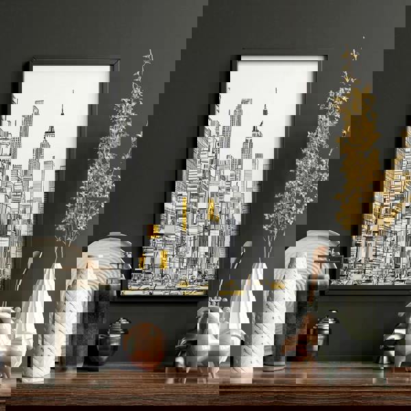 Wall Decor For Hallway | Set of 2 Urban Skyscrapers Wall art Prints