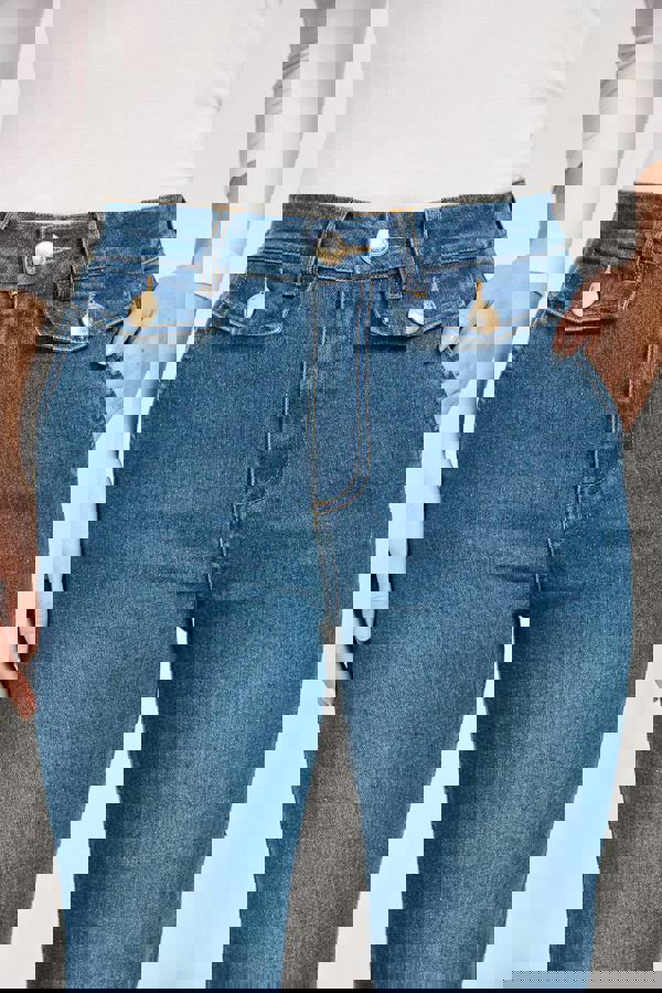 Mudflower Mid-Blue Denim Wash Bootcut Jeans