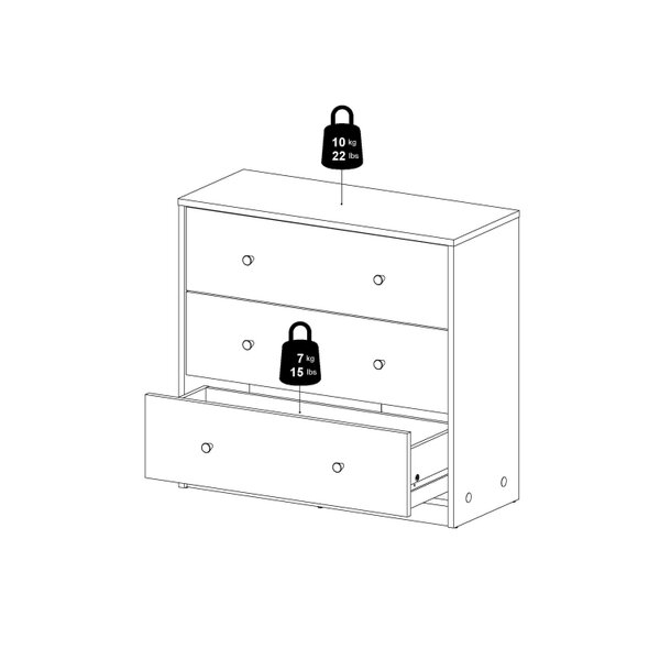Wyld Haus Tainan White Chest 3 Drawers