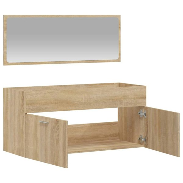 Berkfield Bathroom Cabinet with Mirror Sonoma Oak Engineered Wood
