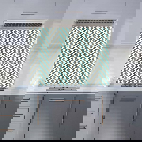 Warren Reed - Designer Geometric Herringbone Chevron Blues Kitchen Splashback