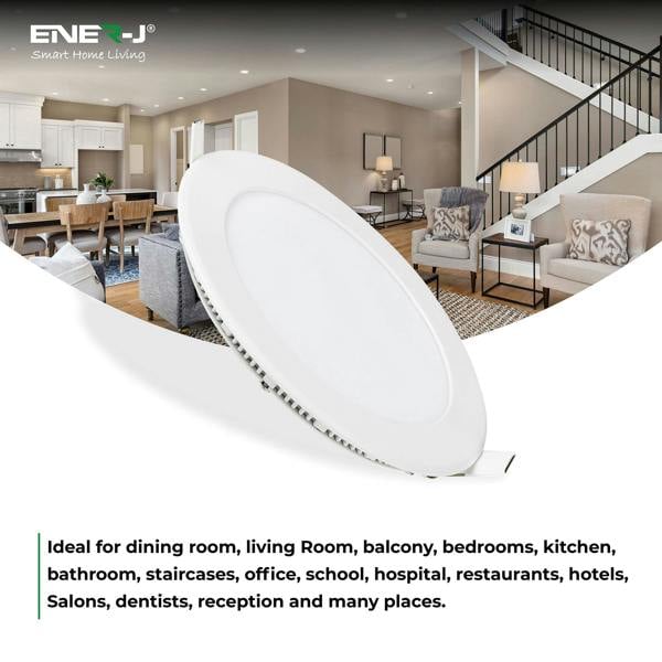 ENER-J 3W Recessed Round LED Mini Panel Downlight, 85mm Diameter, 70mm Hole Size, 4000K, 2 Years Warranty | Pack of 4