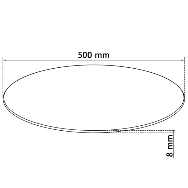 Berkfield Table Top Tempered Glass Round 500 mm