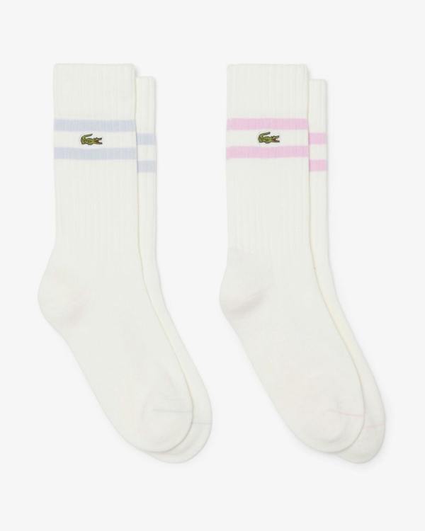 Lacoste Ribbed Mens Socks - Flour/Phoenix Blue-Albizi 22I | CHO | Designer Mens Socks