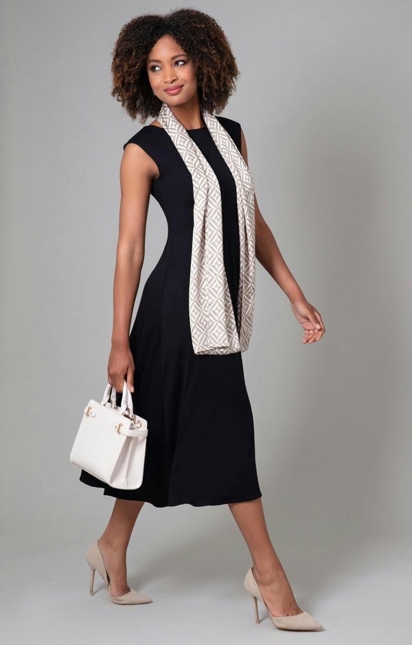 Alie Street London Phoebe Satin Scarf Geometric Nude