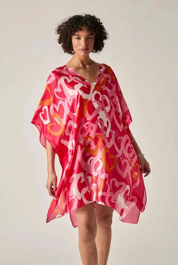 James Lakeland Red Heart Print Kaftan