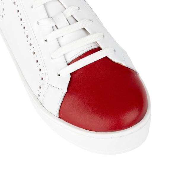 Embassy London Serena - Red & Signature Print - Women’s Leather Trainer with Brogue Details