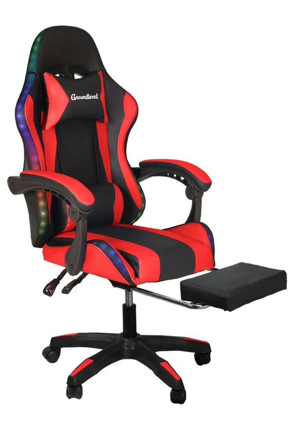 Groundlevel Premium LED Gaming Chair with Footrest