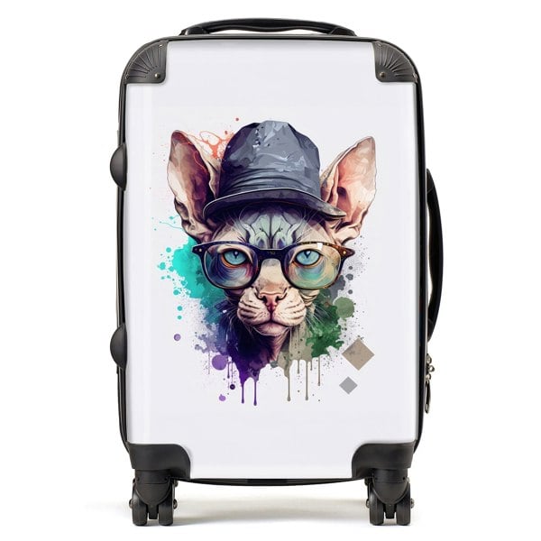 Warren Reed Sphynx Cat Face Glasses And Hat Splashart Suitcase