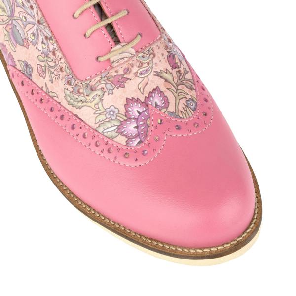 Embassy London Vivienne - Pink Paisley - Women's oxford lace-up shoe with brogue details