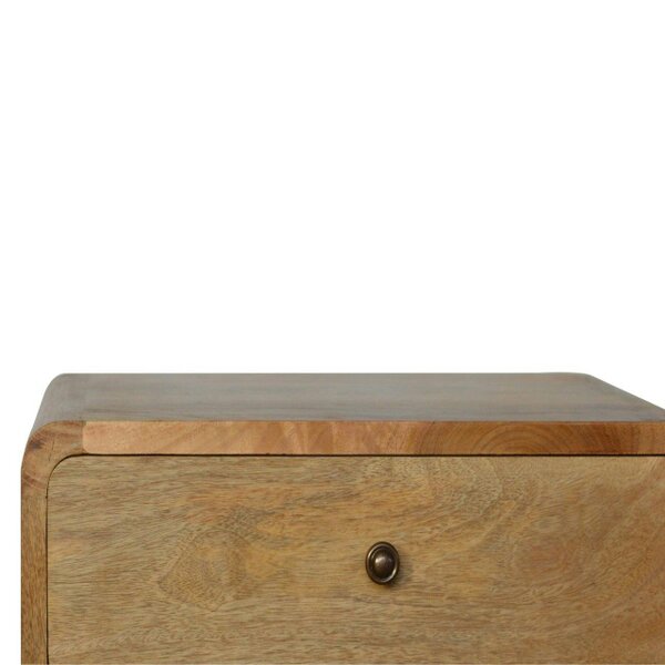 Wyld Haus Trapani Curved Oak Mango Wood Bedside Table 2 Drawers