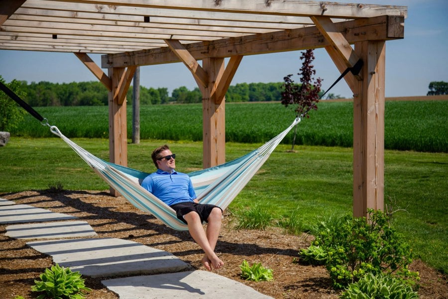 Vivere Brazilian Sunbrella Double Hammock - Gateway Mist