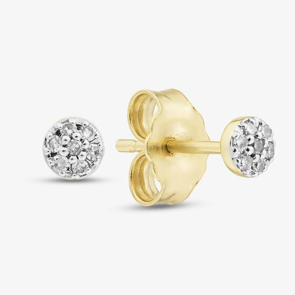 T. H. Baker 9ct Yellow Gold 0.05ct Brilliant Cut Diamond Cluster Stud Earrings THE46506-05