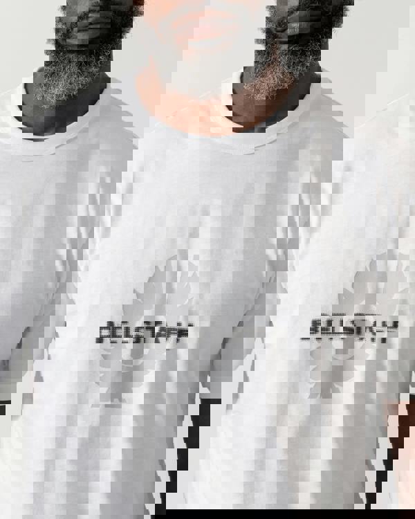 Deteil shot of a Model wearing a Belstaff Surface Mens T-Shirt in White