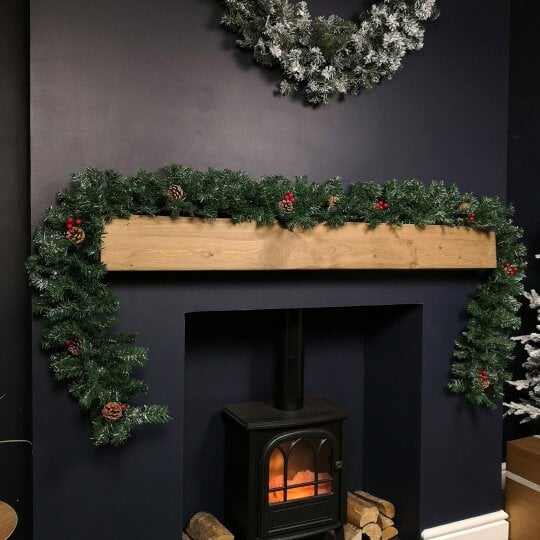 Samuel Alexander Premier 270cm (9ft) Christmas Garland Decoration With Red Berries & Cones