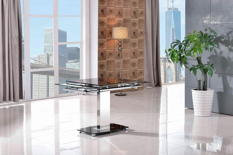 That's Furniture Enzo 80 - 120cm Small Extendable Black Glass Dining Table