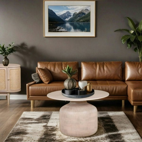 IH Design Carlester Cane And Wood Round Coffee Table