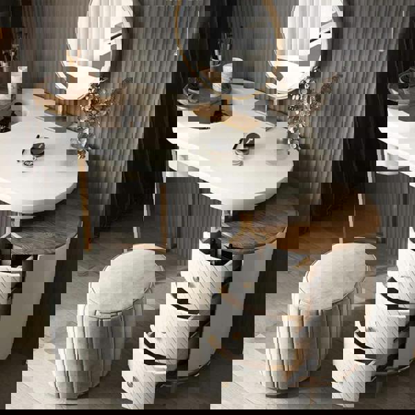 Tandy Dressing Table With LED Mirror, Green & White,  Makeup Vanity