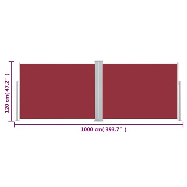 Berkfield Retractable Side Awning Red 120x1000 cm
