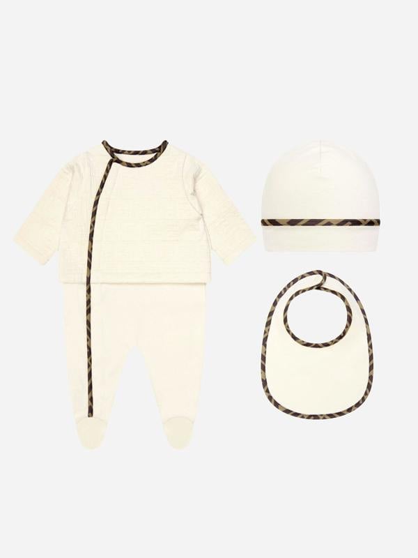 Fendi Kids Fendi Baby Gift Set (3 Piece) in Beige