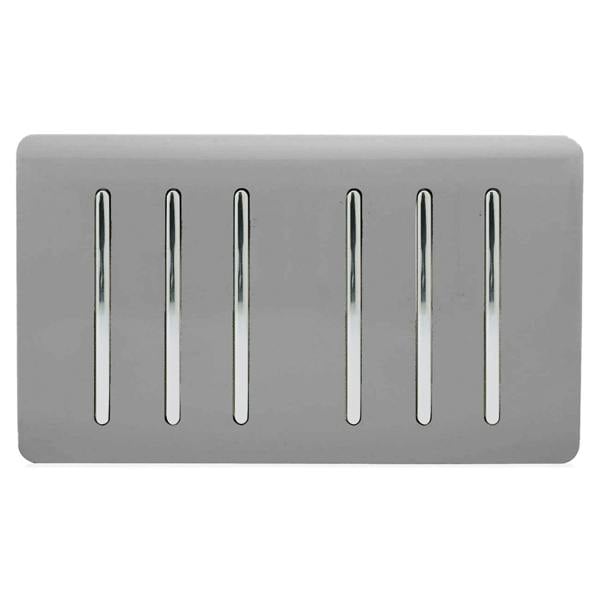 Trendi Switch 6 Gang 1 or 2 Way Light Switch in Light Grey
