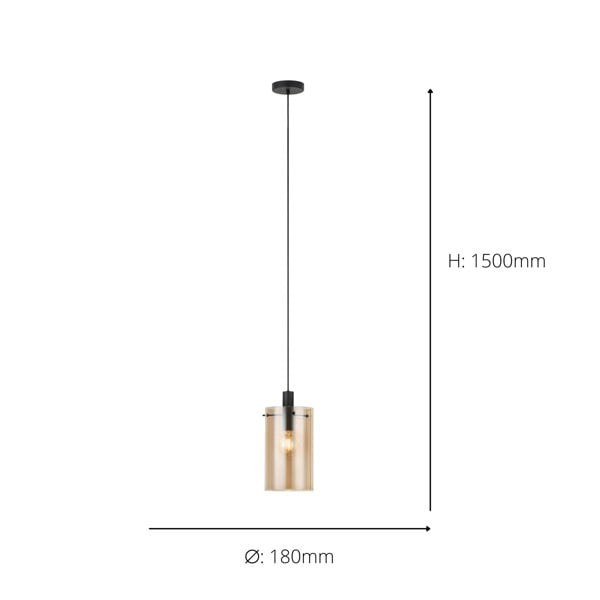 EGLO Polverara Amber Glass Single Pendant Light WBS