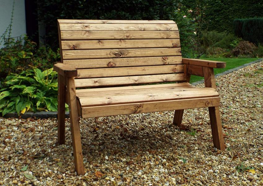 Samuel Alexander Charles Taylor Hand Made Traditional 2 Seater Chunky Rustic Wooden Garden Bench Furniture