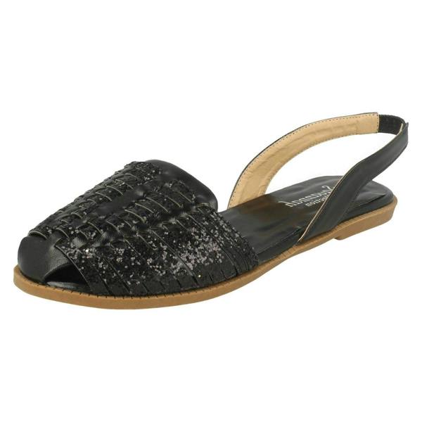 Savannah Ladies Savannah Glitter Weave Vamp Slingback Sandal
