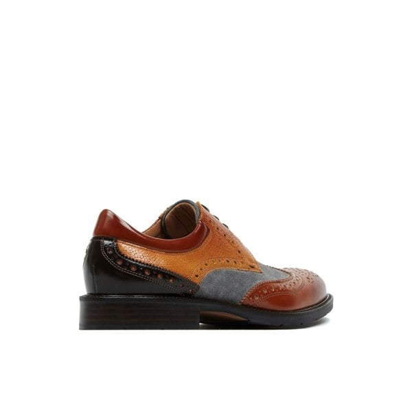 Embassy London Toledo - Foxy - Men's dressy shoe with broguing in grey suede & tan leather