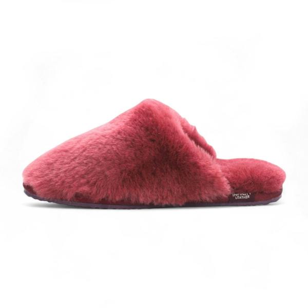 Infinity Leather Women's Sheepskin Slippers Burgundy Warm Winter Fur Mule - Aurora