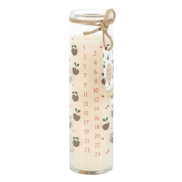 Something Different Advent Christmas Pudding Tube Candle - Clear/Natural