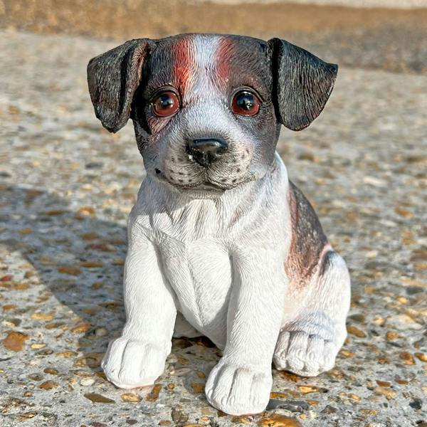 Farmwood Sitting Black Jack Russell Terrier Puppy Dog Garden Animal Ornament