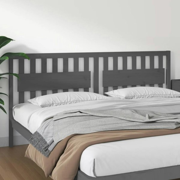 Berkfield Bed Headboard Grey 205.5x4x100 cm Solid Wood Pine