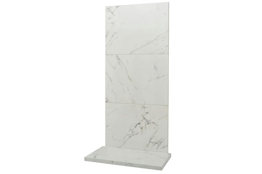 Acantha x3 Tile & Hearth Set in White Marble Effect