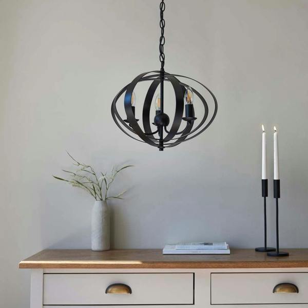 Pagazzi Lighting Midnight 3 Light Matte Black Pendant Ceiling Light