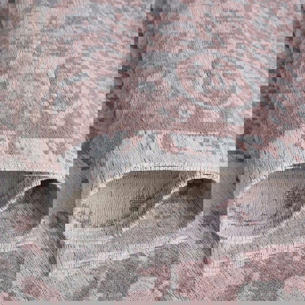 Machine Washable Flatweave Rug Oriental in Pink