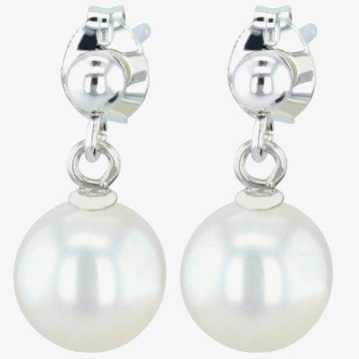 T. H. Baker Silver 7 - 7.5mm Freshwater Pearl Drop Earrings EOW6007FW