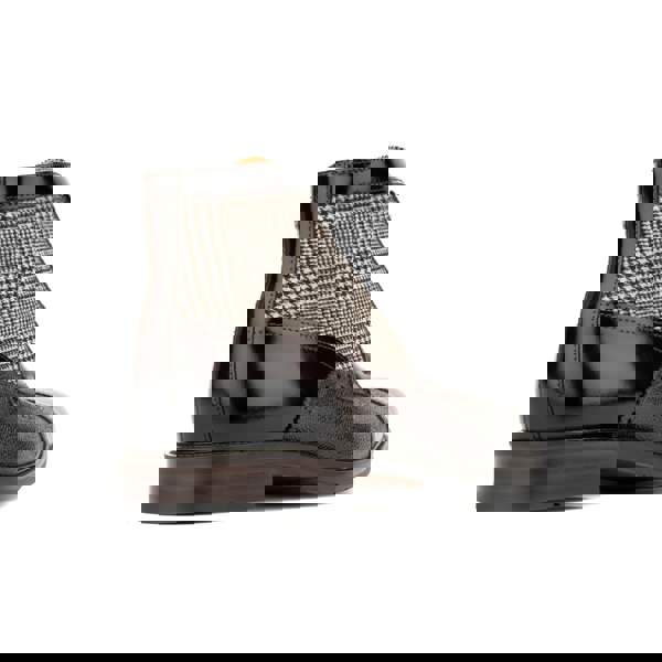 Embassy London Charles - Brown Check - Men's toe cap dressy leather boot in leather and textile