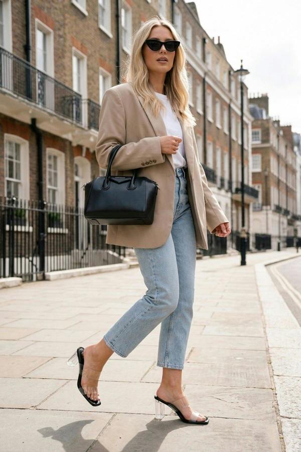 ikrush Genevieve Clear Strap Low Block Heel Mules