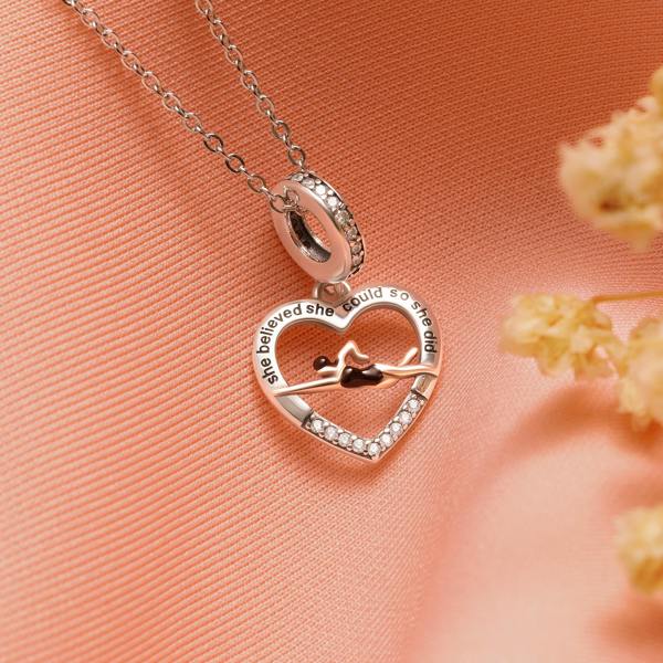 Parus Home Swimmer Heart Necklace Sterling Silver Motivational Gift