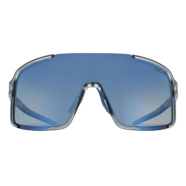 Relay Shield Unisex Matte Transparent Grey and Blue Blue Revo Polarized Endgame Sunglasses