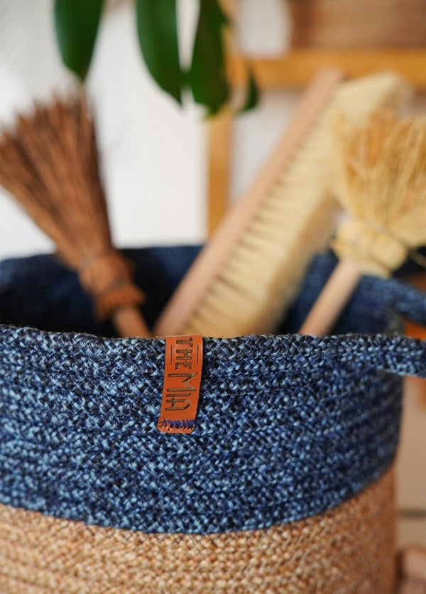 Rozi Jute Handwoven Storage Basket (Blue)