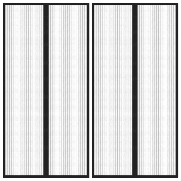 Berkfield Insect Door Curtains 2 pcs with Magnet Blocks Black 220x100 cm