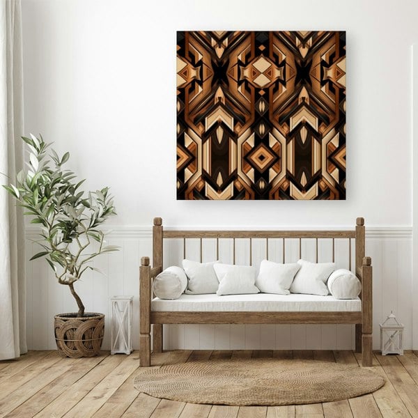 Warren Reed Black And Brown Intricate Pattern Canvas