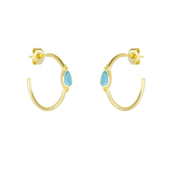 Spero London Drop Turquoise Solitaire Earrings Sterling Silver - Turquoise