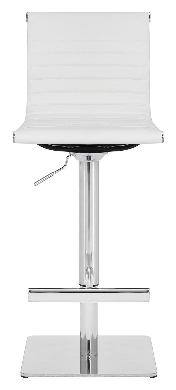 Lamboro Rovigo Deluxe Breakfast Bar Stool, Chrome Footrest, Height Adjustable Swivel Gas Lift, Home Bar & Kitchen Barstool, White