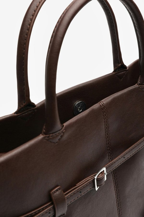 Where's That From Flores Luxury Structured Leather Tote Bag in Brown