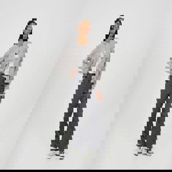 Brave Soul Grey Contrast Waistband Tailored Trousers - Grey Image 3