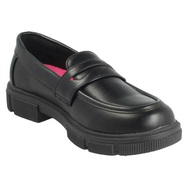 Pineapple Girls Pineapple Black Slip On Loafer School Shoes H2713