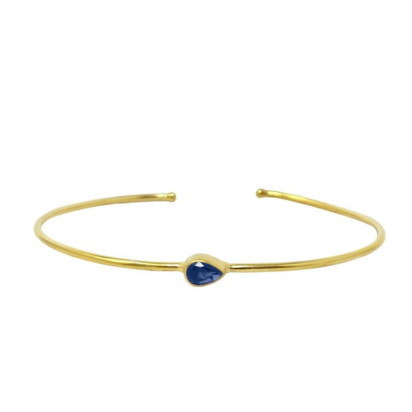 Blue Topaz December Birthstone Gold Plated Bangle